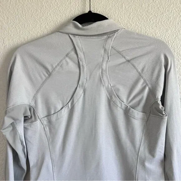 Lululemon Race With Grace 1/2 Zip II Wee Stripe White Silver Spoon - Picture 10 of 14